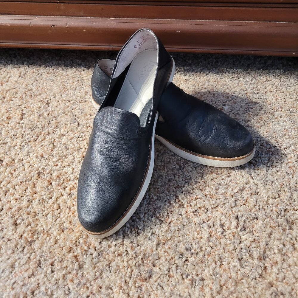 Franco Sarto Black Leather Slip On Loafer - Size 10